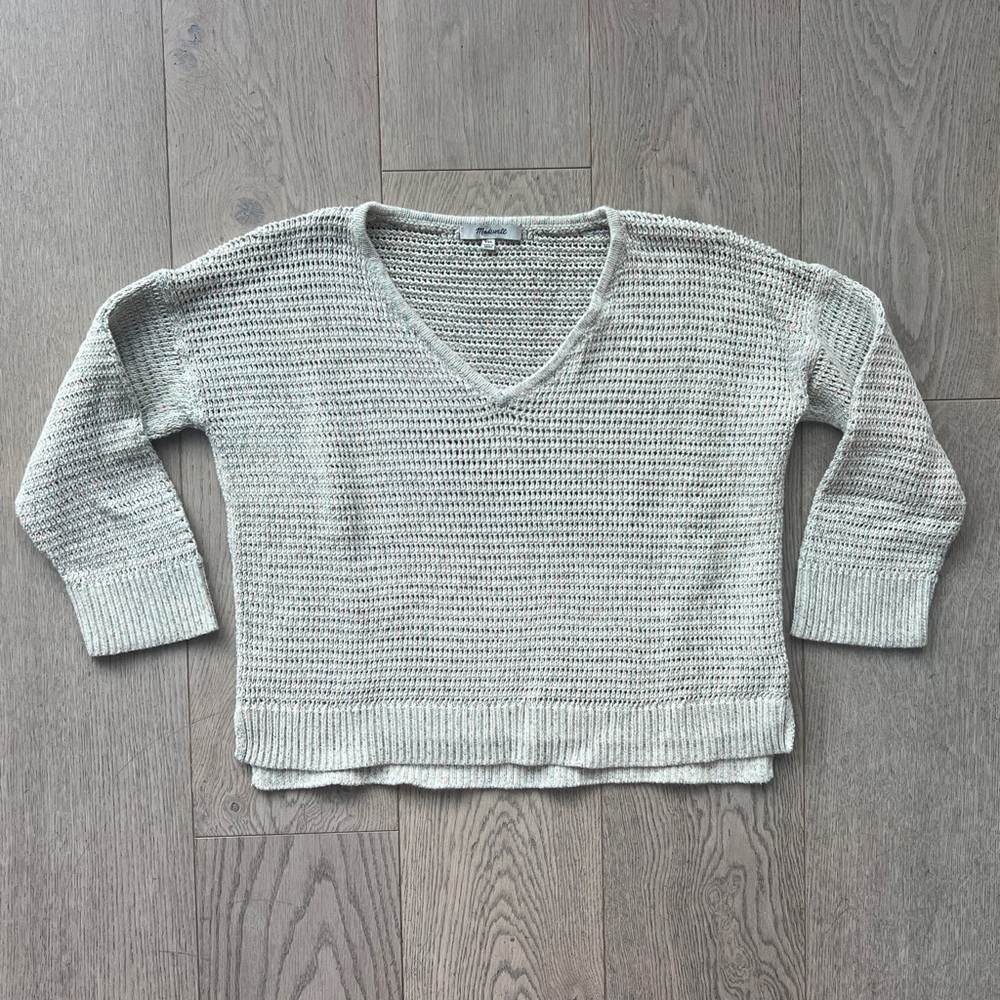 Madewell 3/4 Sleeve Cream Knit V-neck Sweater Women’s Size XXS